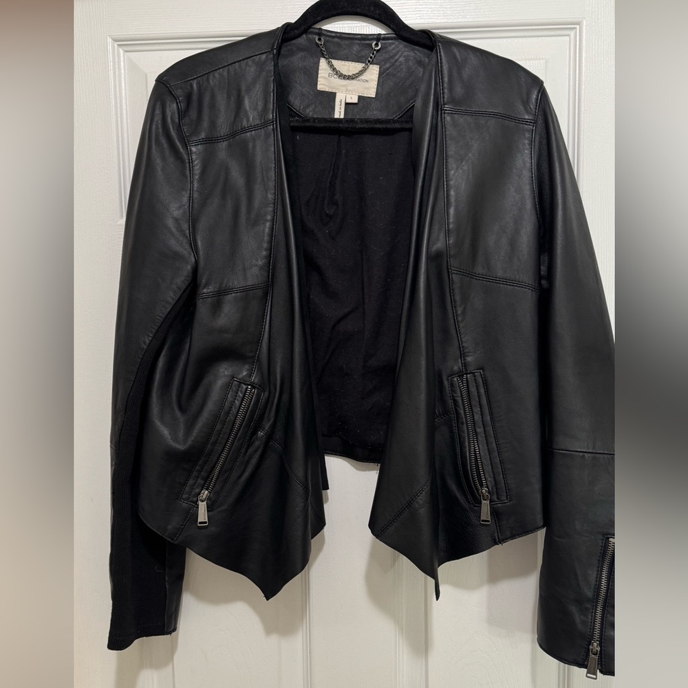 BCBGeneration BLACK LEATHER MOTO JACKET-Women’s XL